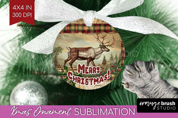 Vintage Christmas Ornament PNG - Retro Xmas Sublimation