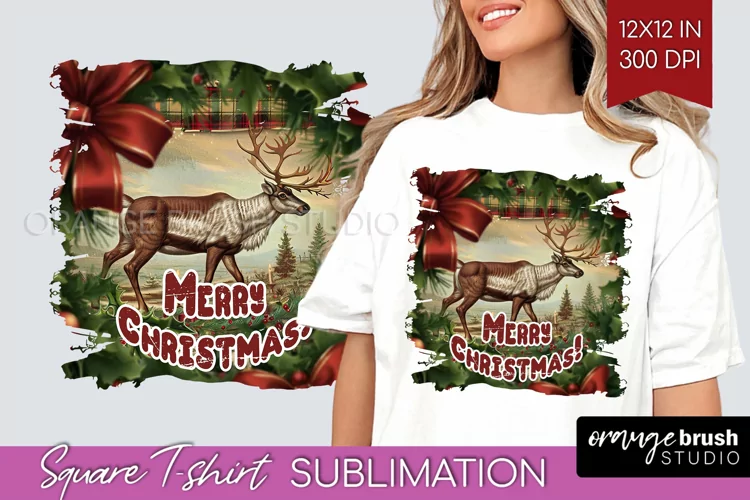 Vintage Christmas Sublimation, Xmas Square Tshirt Background