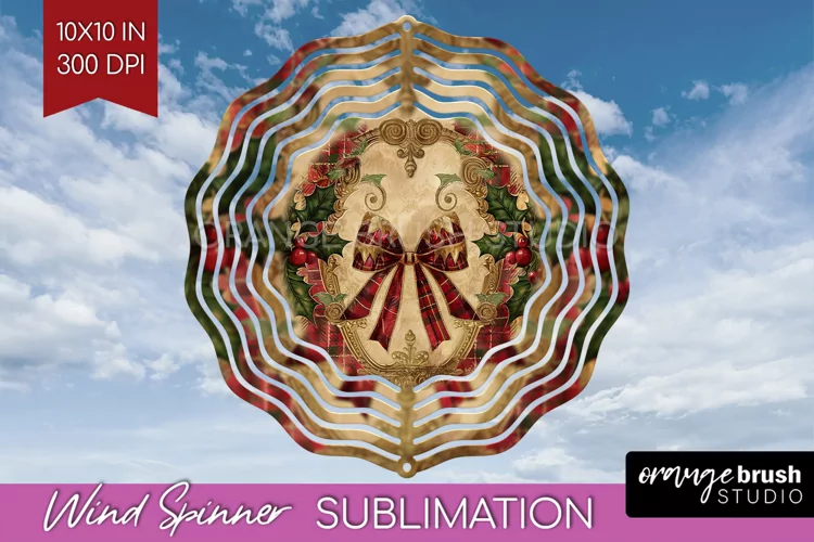 Vintage Christmas Wind Spinner PNG - Retro Xmas Sublimation