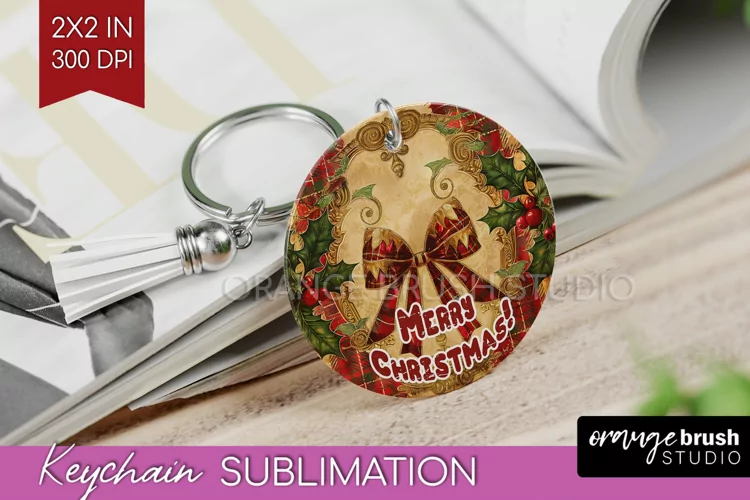 Vintage Christmas Keychain PNG - Xmas Keychain Sublimation