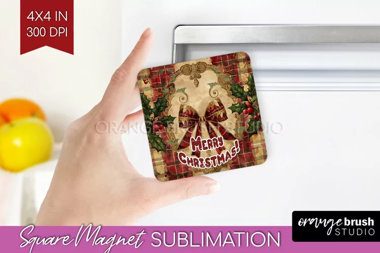 Vintage Christmas Magnet Sublimation - Retro Xmas Magnet PNG
