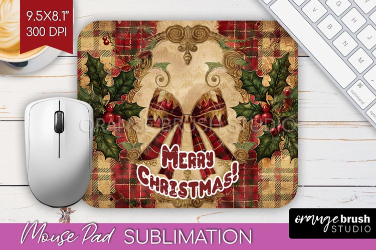 Vintage Christmas Mouse Pad Sublimation - Xmas Mousepad PNG