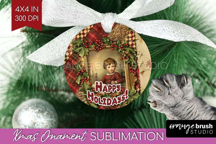 Vintage Christmas Ornament PNG - Retro Xmas Sublimation