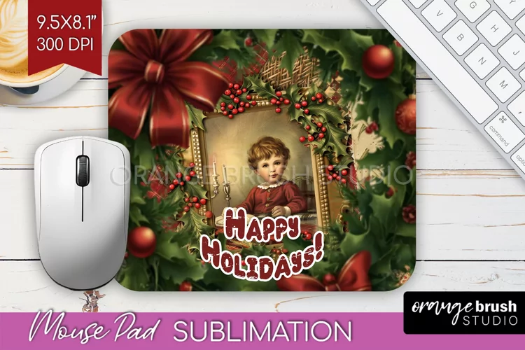 Vintage Christmas Mouse Pad Sublimation - Xmas Mousepad PNG