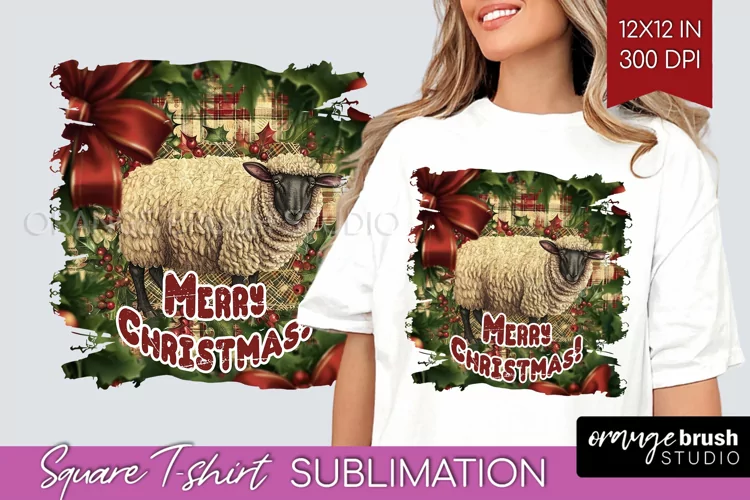 Vintage Christmas Sublimation, Xmas Square Tshirt Background