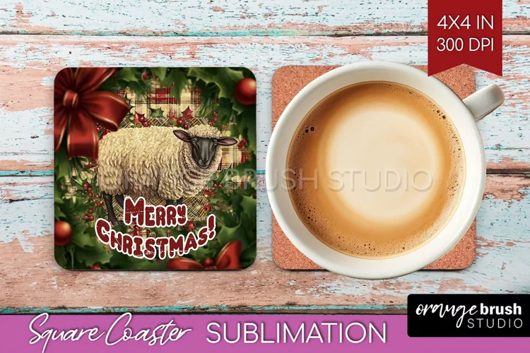 Vintage Christmas Square Coaster - Xmas Coaster Sublimation