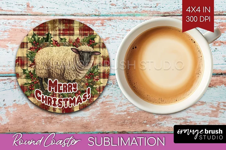 Vintage Christmas Round Coaster - Xmas Coaster Sublimation