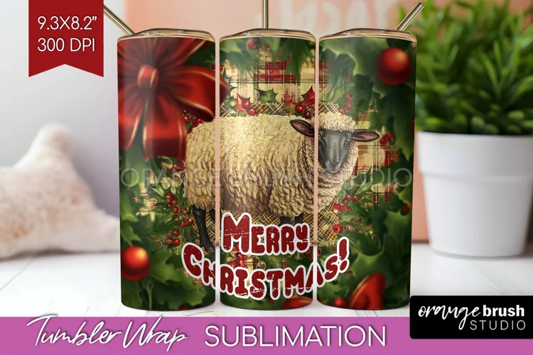 Vintage Christmas Tumbler Wrap - Xmas Tumbler Sublimation