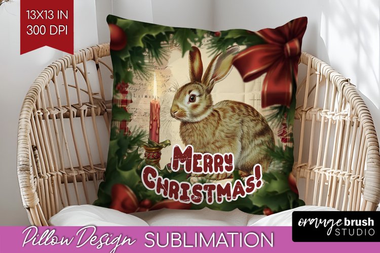 Vintage Christmas Pillow Sublimation - Xmas Pillow Cover PNG example image 1