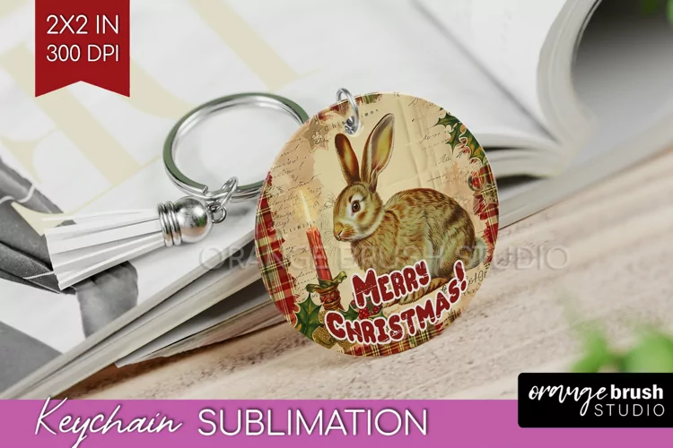 Vintage Christmas Keychain PNG - Xmas Keychain Sublimation