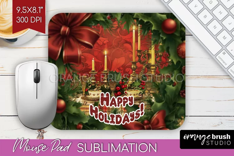 Vintage Christmas Mouse Pad Sublimation - Xmas Mousepad PNG