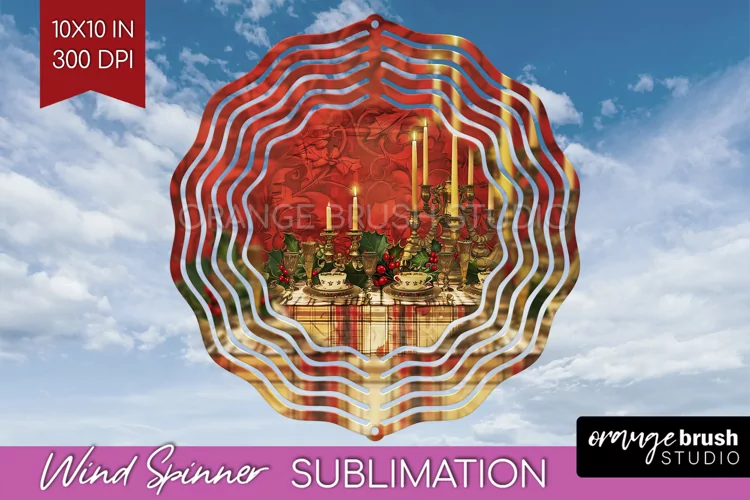 Vintage Christmas Wind Spinner PNG - Retro Xmas Sublimation