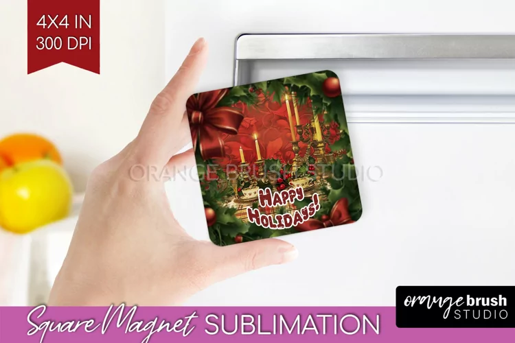 Vintage Christmas Magnet Sublimation - Retro Xmas Magnet PNG