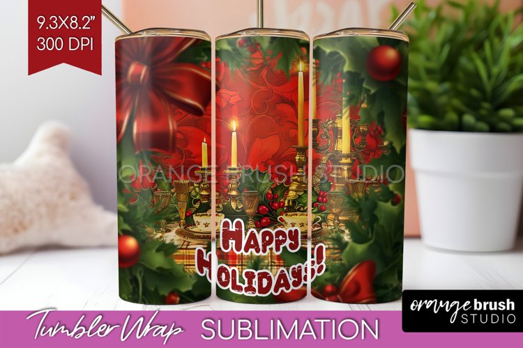Vintage Christmas Tumbler Wrap - Xmas Tumbler Sublimation
