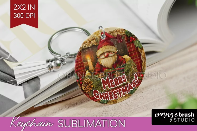 Vintage Christmas Keychain PNG - Xmas Keychain Sublimation