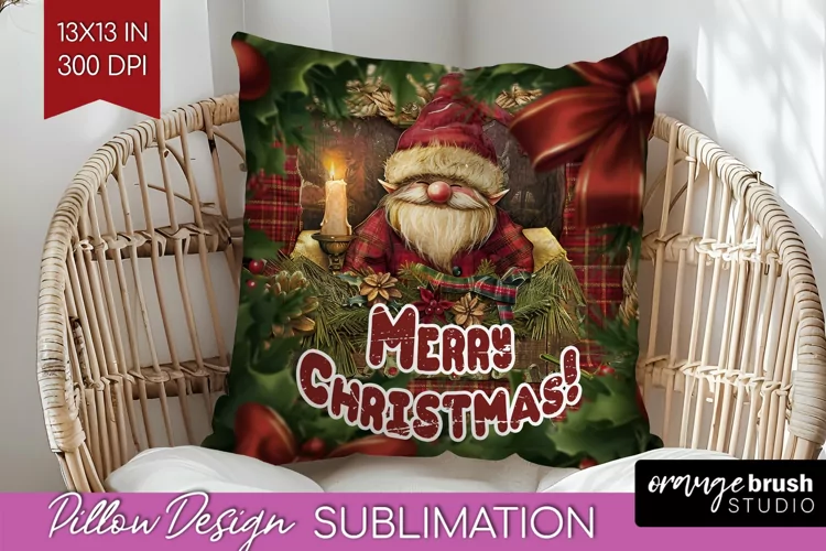 Vintage Christmas Pillow Sublimation - Xmas Pillow Cover PNG