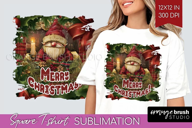 Vintage Christmas Sublimation, Xmas Square Tshirt Background