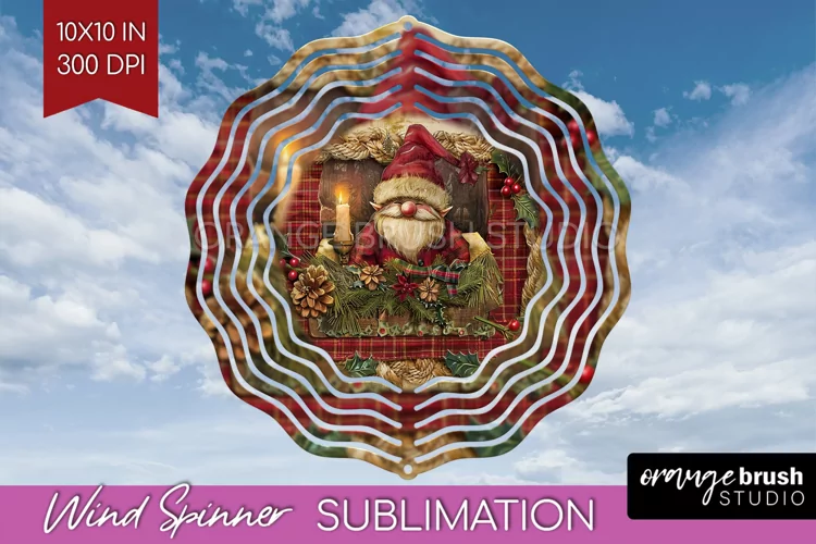 Vintage Christmas Wind Spinner PNG - Retro Xmas Sublimation