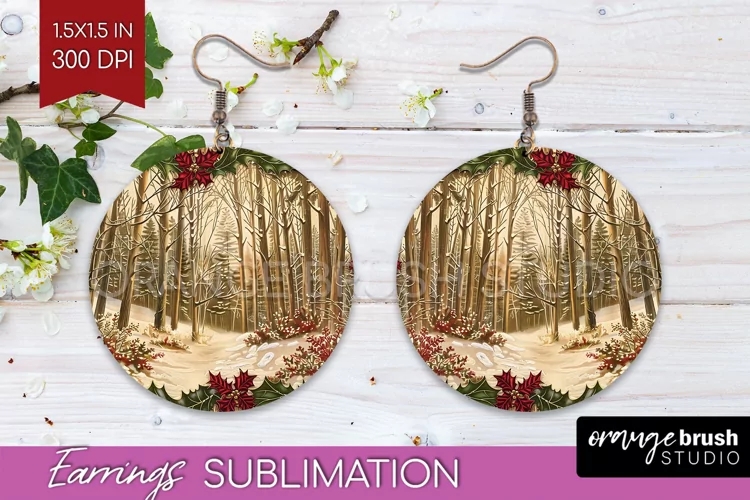 Vintage Christmas Round Earrings - Retro Xmas Sublimation