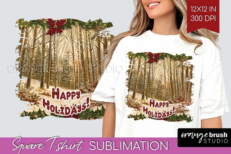 Vintage Christmas Sublimation, Xmas Square Tshirt Background