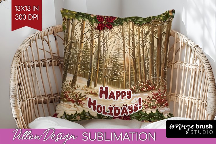 Vintage Christmas Pillow Sublimation - Xmas Pillow Cover PNG example image 1