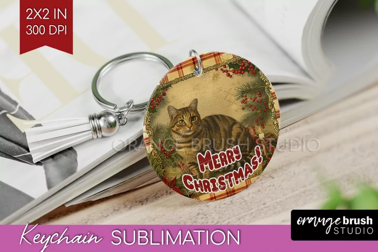 Vintage Christmas Keychain PNG - Xmas Keychain Sublimation
