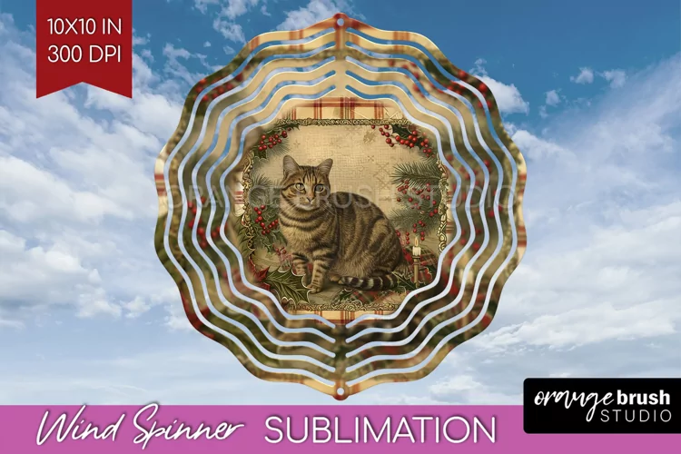 Vintage Christmas Wind Spinner PNG - Retro Xmas Sublimation