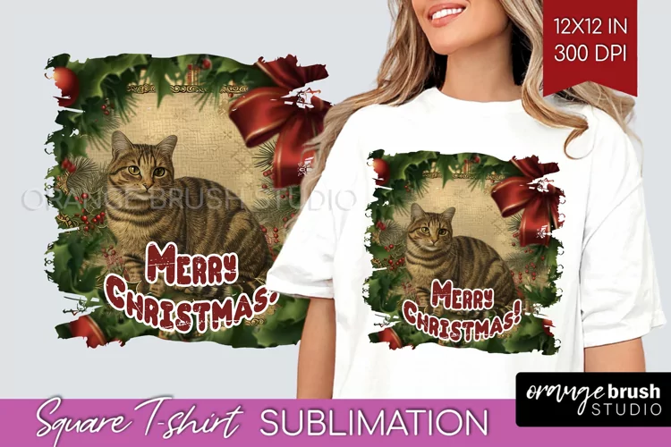 Vintage Christmas Sublimation, Xmas Square Tshirt Background