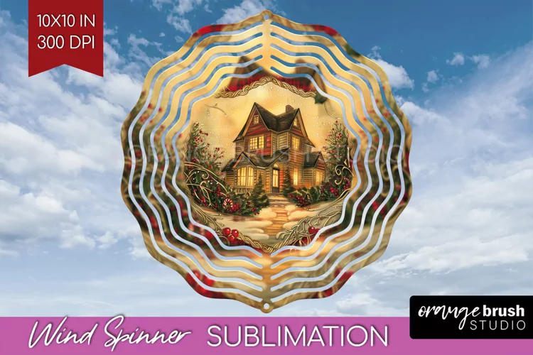 Vintage Christmas Wind Spinner PNG - Retro Xmas Sublimation