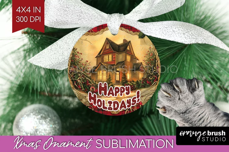 Vintage Christmas Ornament PNG - Retro Xmas Sublimation