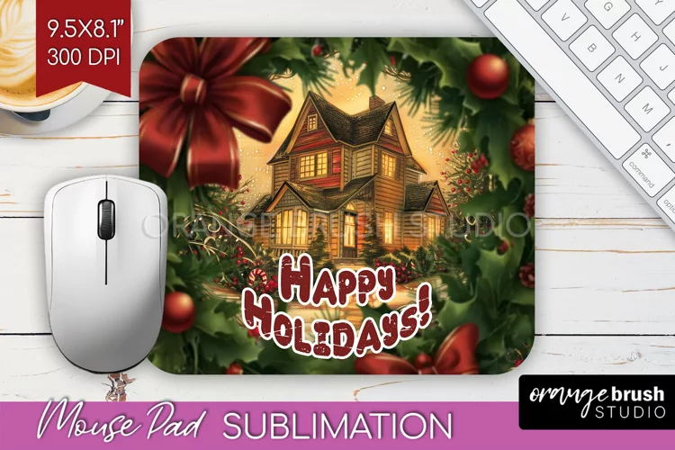 Vintage Christmas Mouse Pad Sublimation - Xmas Mousepad PNG