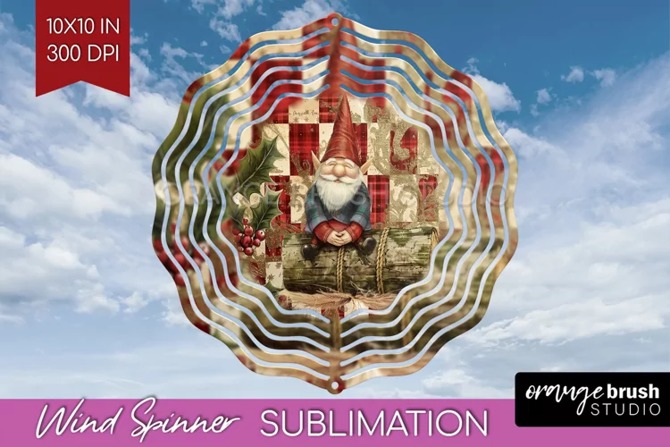 Vintage Christmas Wind Spinner PNG - Retro Xmas Sublimation