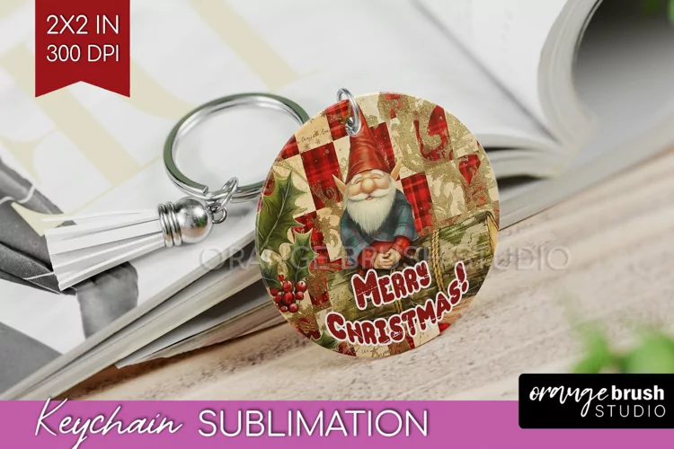 Vintage Christmas Keychain PNG - Xmas Keychain Sublimation