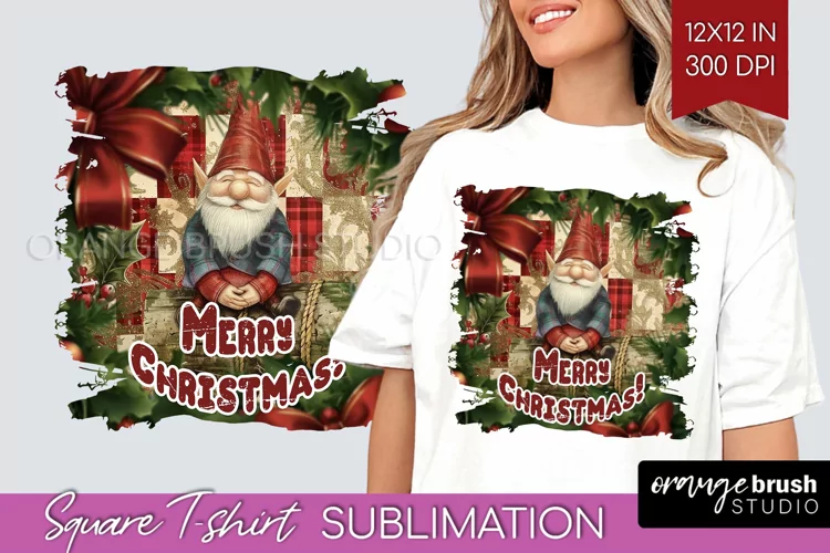 Vintage Christmas Sublimation, Xmas Square Tshirt Background