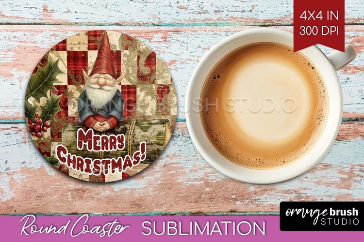 Vintage Christmas Round Coaster - Xmas Coaster Sublimation