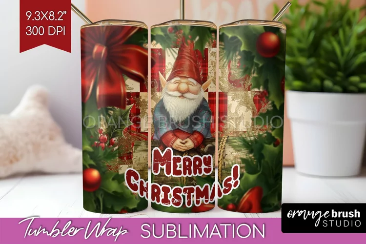Vintage Christmas Tumbler Wrap - Xmas Tumbler Sublimation