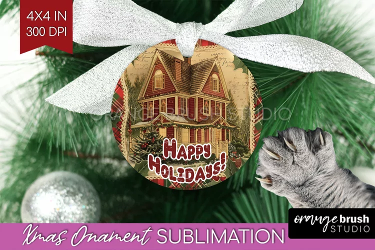 Vintage Christmas Ornament PNG - Retro Xmas Sublimation