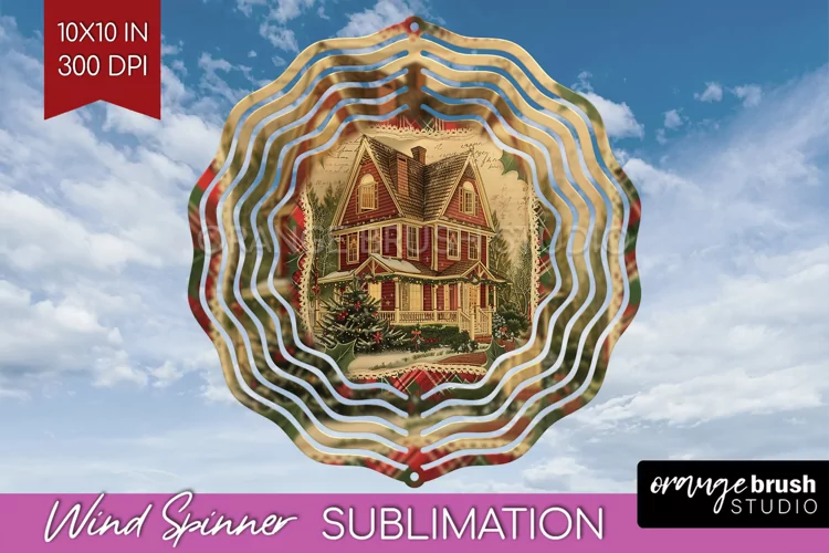 Vintage Christmas Wind Spinner PNG - Retro Xmas Sublimation