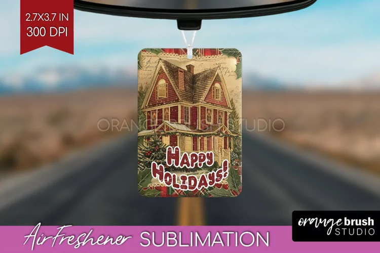 Vintage Christmas Air Freshener PNG - Xmas Car Freshener