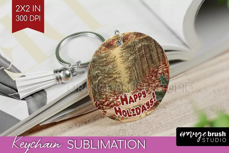 Vintage Christmas Keychain PNG - Xmas Keychain Sublimation