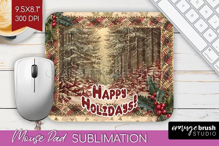 Vintage Christmas Mouse Pad Sublimation - Xmas Mousepad PNG