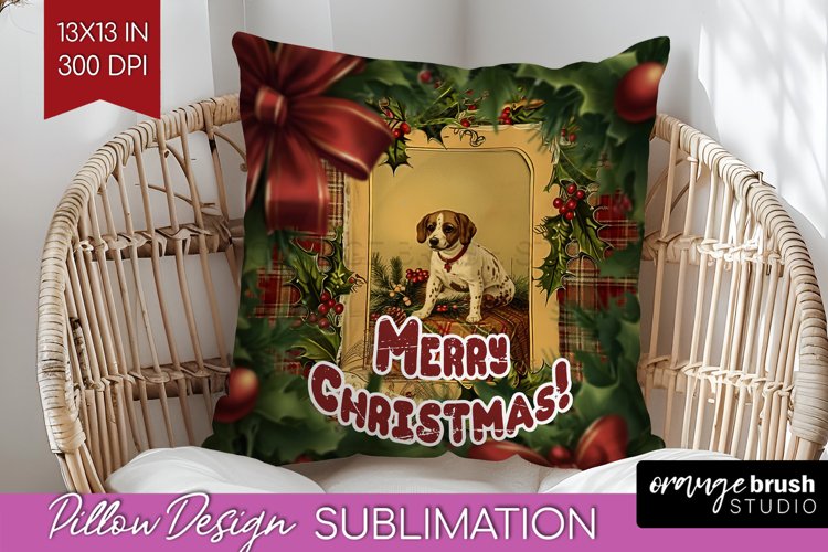 Vintage Christmas Pillow Sublimation - Xmas Pillow Cover PNG example image 1