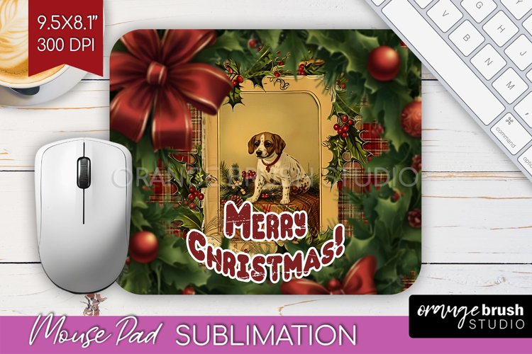 Vintage Christmas Mouse Pad Sublimation - Xmas Mousepad PNG example image 1