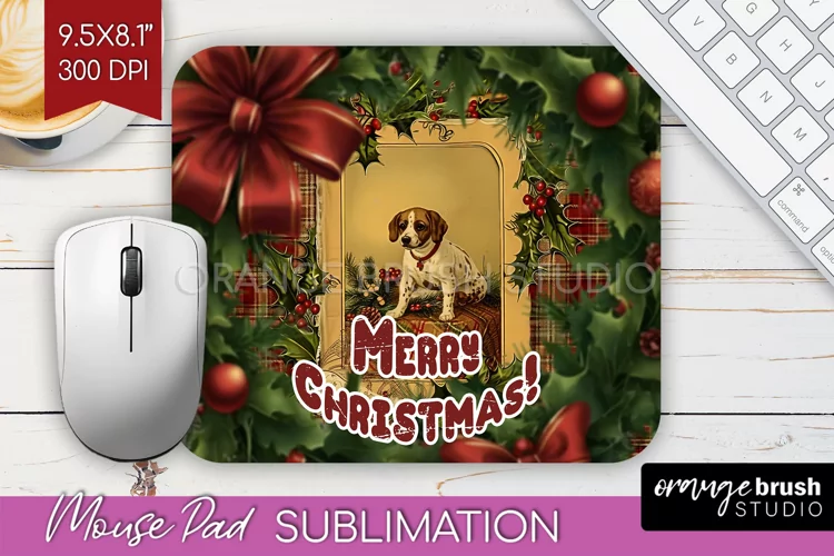 Vintage Christmas Mouse Pad Sublimation - Xmas Mousepad PNG