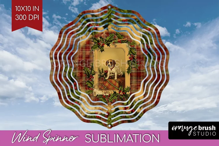 Vintage Christmas Wind Spinner PNG - Retro Xmas Sublimation