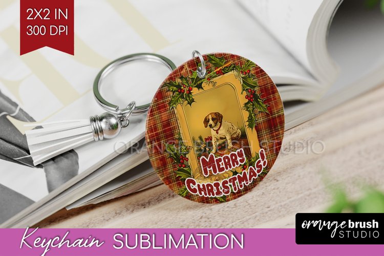 Vintage Christmas Keychain PNG - Xmas Keychain Sublimation