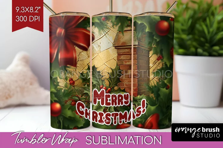 Vintage Christmas Tumbler Wrap - Xmas Tumbler Sublimation