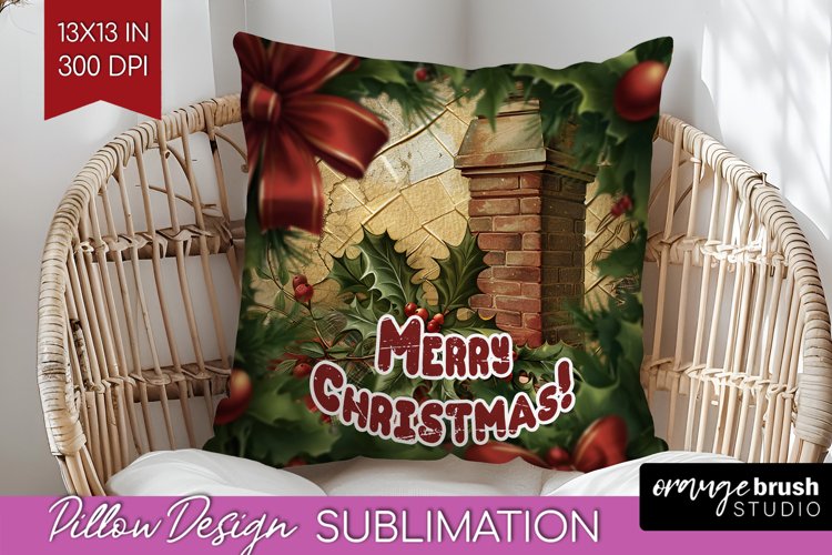 Vintage Christmas Pillow Sublimation - Xmas Pillow Cover PNG example image 1