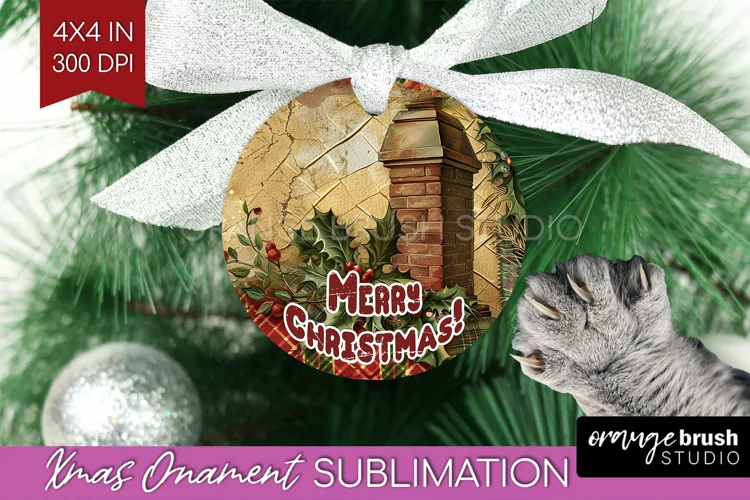 Vintage Christmas Ornament PNG - Retro Xmas Sublimation