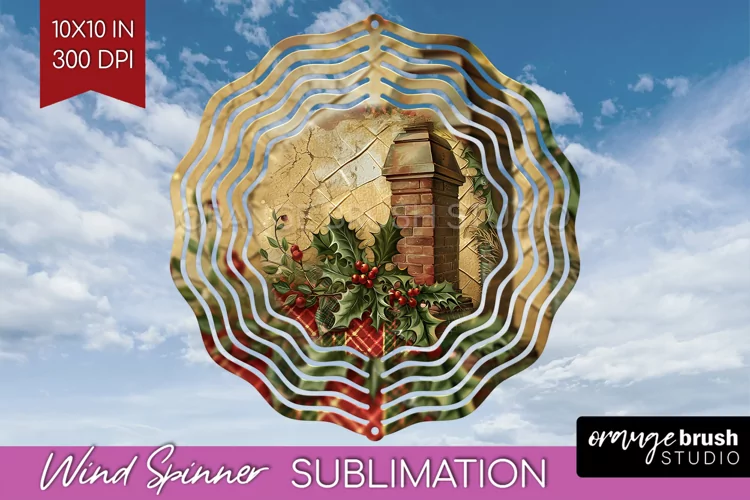 Vintage Christmas Wind Spinner PNG - Retro Xmas Sublimation